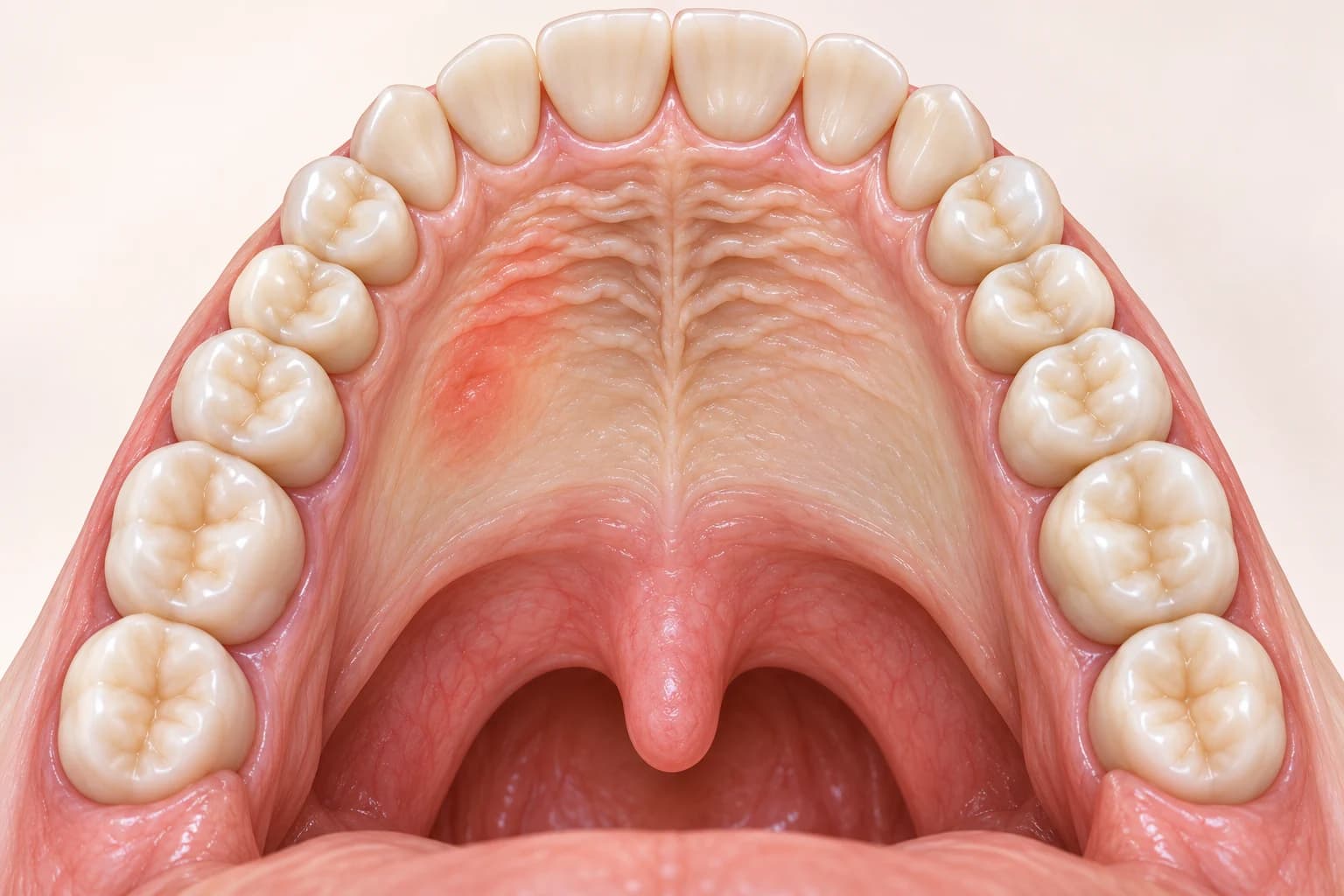 Conceptual inferior view of the palate with a small region highlighted