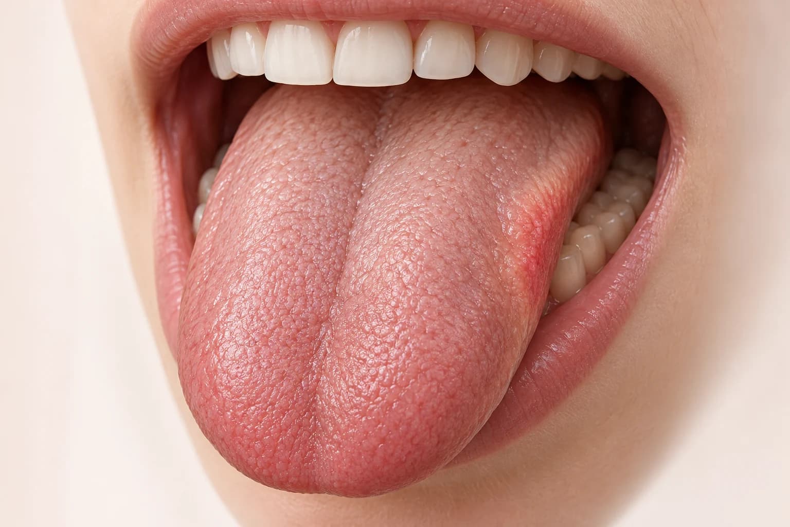 Conceptual illustration highlighting a lateral tongue area for tongue cancer assessment
