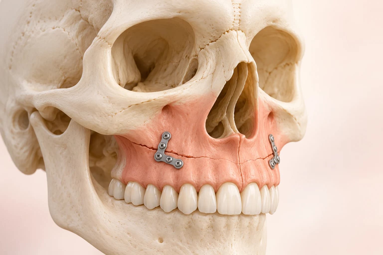 Conceptual midface model showing upper-jaw fracture fixation