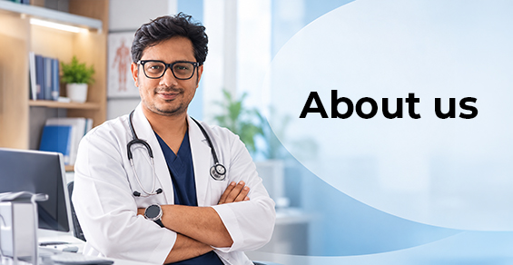 About us — Dr. Alangkar Saha in clinic